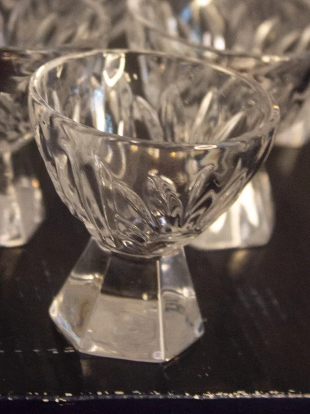 Vintage Crystal Pedestal Salt Cellars – Set of 6